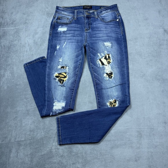 Judy Blue Denim - Judy Blue Jeans Womens 5/27 (27x29) Skinny Ankle Cheetah Patches Distressed USA